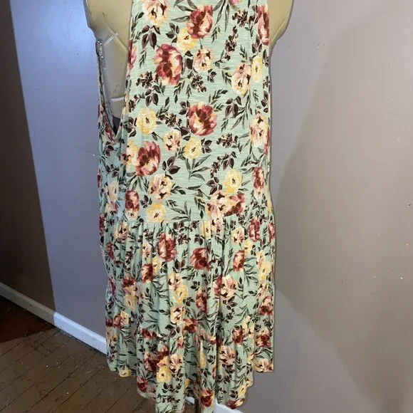 Torrid 4 4X Super Soft Knit Green Floral Babydoll Tank Shirt Tiered Ruffled - Picture 5 of 8